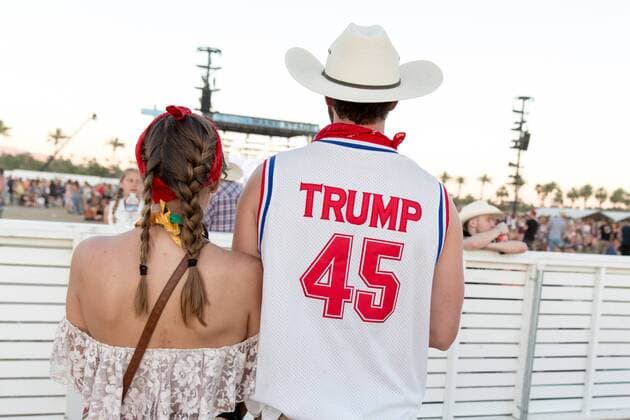 April 29, 2017 - Indio, California, U.S - A male attendee shows his political affinity during Stagecoach Music Festival in Indio, California Indio U.S. - ZUMAs135 20170429_zap_s135_067 Copyright: xDanielxDeSloverx
