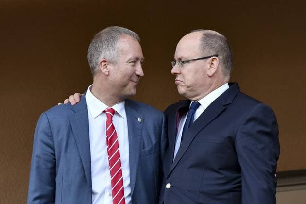 Fürst Albert II. von Monaco besucht Fußballspiel des AS Monaco Le prince Albert II de Monaco et Vadim Viktorovitch Vasilyev (Vice president de l AS Monaco) lors du match Monaco vs Toulouse FOOTBALL : AS Monaco vs Toulouse - Ligue 1 - 29 04 2017 NorbertScanella Panoramic 