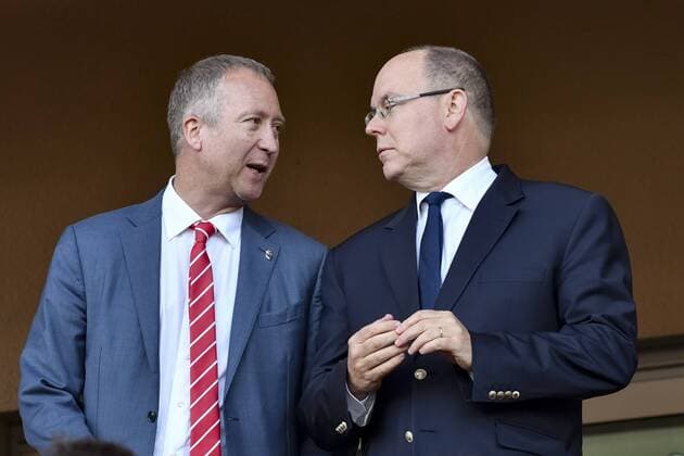 Fürst Albert II. von Monaco besucht Fußballspiel des AS Monaco Le prince Albert II de Monaco et Vadim Viktorovitch Vasilyev (Vice president de l AS Monaco) lors du match Monaco vs Toulouse FOOTBALL : AS Monaco vs Toulouse - Ligue 1 - 29 04 2017 NorbertScanella Panoramic 