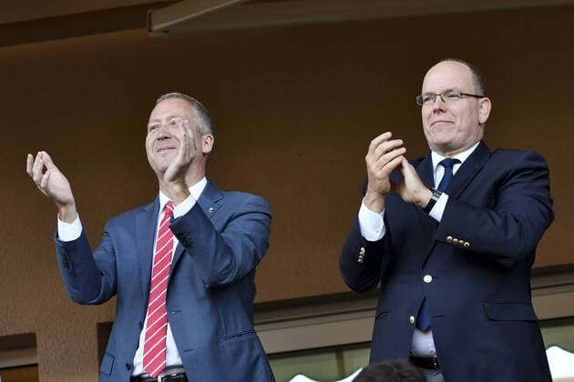 Fürst Albert II. von Monaco besucht Fußballspiel des AS Monaco Le prince Albert II de Monaco et Vadim Viktorovitch Vasilyev (Vice president de l AS Monaco) lors du match Monaco vs Toulouse FOOTBALL : AS Monaco vs Toulouse - Ligue 1 - 29 04 2017 NorbertScanella Panoramic 