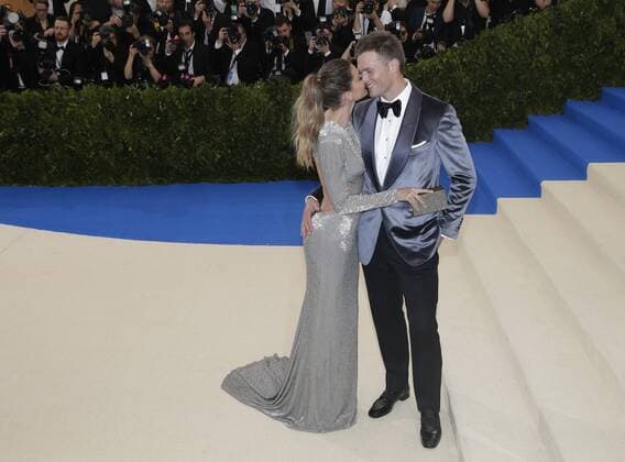 Tom Brady and Gisele Bundchen arrives on the red carpet at the Costume Institute Benefit at The Metropolitan Museum of Art celebrating the opening of Rei Kawakubo Comme des Garcons: Art of the In-Between in New York City on May 1, 2017.  NYP20170501113 JOHNxANGELILLO