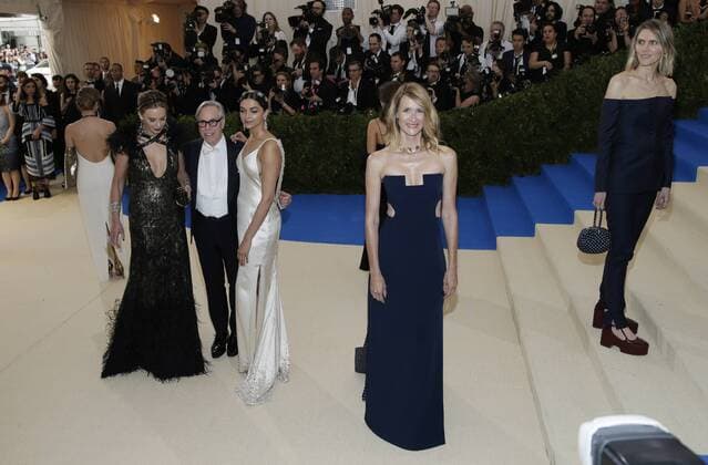 Laura Dern arrives on the red carpet at the Costume Institute Benefit at The Metropolitan Museum of Art celebrating the opening of Rei Kawakubo Comme des Garcons: Art of the In-Between in New York City on May 1, 2017.  NYP20170501141 JOHNxANGELILLO