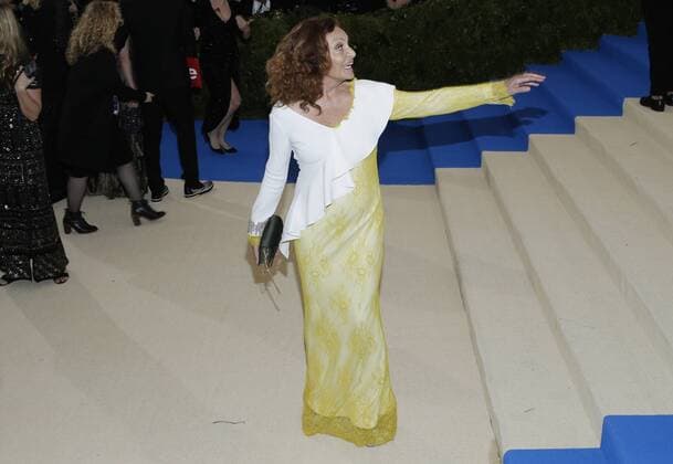Diane von Furstenberg arrives on the red carpet at the Costume Institute Benefit at The Metropolitan Museum of Art celebrating the opening of Rei Kawakubo Comme des Garcons: Art of the In-Between in New York City on May 1, 2017.  NYP20170501143 JOHNxANGELILLO