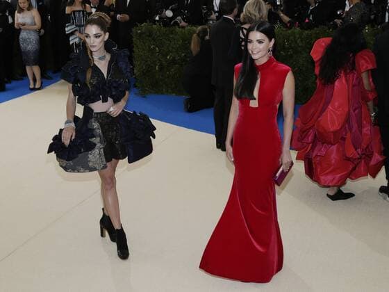 Katie Lee (R) arrives on the red carpet at the Costume Institute Benefit at The Metropolitan Museum of Art celebrating the opening of Rei Kawakubo Comme des Garcons: Art of the In-Between in New York City on May 1, 2017.  NYP20170501131 JOHNxANGELILLO