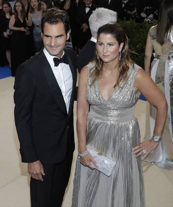 Roger and Mirka Federer arrive on the red carpet at the Costume Institute Benefit at The Metropolitan Museum of Art celebrating the opening of Rei Kawakubo Comme des Garcons: Art of the In-Between in New York City on May 1, 2017.  NYP20170501166 JOHNxANGELILLO