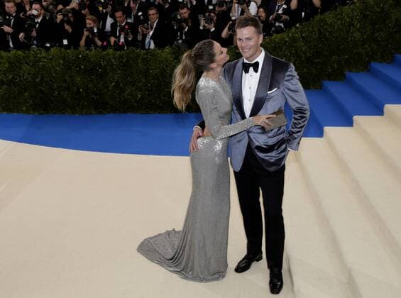 Tom Brady and Gisele Bundchen arrives on the red carpet at the Costume Institute Benefit at The Metropolitan Museum of Art celebrating the opening of Rei Kawakubo Comme des Garcons: Art of the In-Between in New York City on May 1, 2017.  NYP20170501177 JOHNxANGELILLO