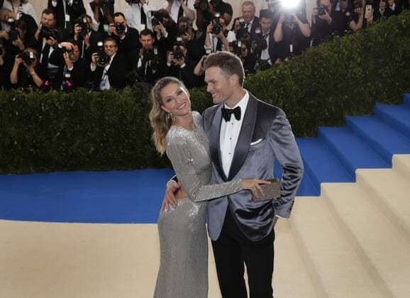 Tom Brady and Gisele Bundchen arrives on the red carpet at the Costume Institute Benefit at The Metropolitan Museum of Art celebrating the opening of Rei Kawakubo Comme des Garcons: Art of the In-Between in New York City on May 1, 2017.  NYP20170501178 JOHNxANGELILLO