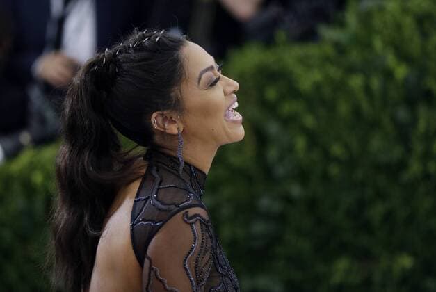 La La Anthony arrives on the red carpet at the Costume Institute Benefit at The Metropolitan Museum of Art celebrating the opening of Rei Kawakubo Comme des Garcons: Art of the In-Between in New York City on May 1, 2017.  NYP20170501622 JOHNxANGELILLO