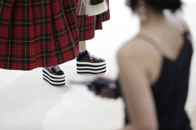 Julie Macklowe arrives on the red carpet at the Costume Institute Benefit at The Metropolitan Museum of Art celebrating the opening of Rei Kawakubo Comme des Garcons: Art of the In-Between in New York City on May 1, 2017.  NYP20170501619 JOHNxANGELILLO