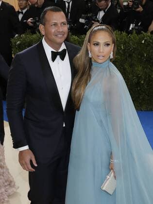 Alex Rodriguez and Jennifer Lopez arrive on the red carpet at the Costume Institute Benefit at The Metropolitan Museum of Art celebrating the opening of Rei Kawakubo Comme des Garcons: Art of the In-Between in New York City on May 1, 2017.  NYP20170501636 JOHNxANGELILLO