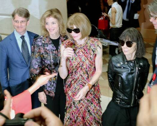 Rei Kawakubo s exhibition opens at Met in New York Japanese fashion designer Rei Kawakubo (far R) arrives at the Metropolitan Museum of Art in New York on May 1, 2017, prior to the public opening of the museum s spring Costume Institute exhibition Rei Kawakubo Comme des Garcons: Art of the In-Between, together with former U.S. Ambassador to Japan Caroline Kennedy (2nd from L). The exhibition will run through Sept. 4. 