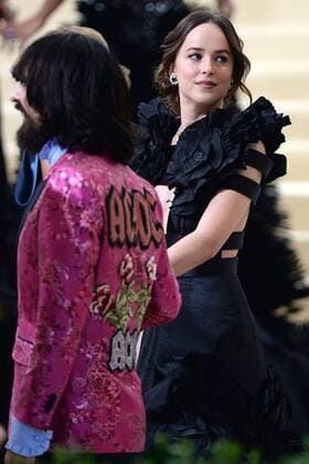 arriving at the Rei Kawakubo Comme des Garcons: Art Of The In-Between Costume Institute Gala at the Metropolitan Museum of Art Dakota Johnson ( Melanie Griffith s daughter ) New York United States  513444
