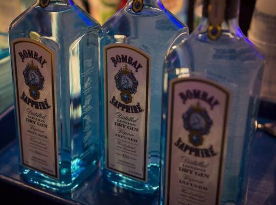 Bombay Sapphire Gin recall Bottles of Bombay Sapphire Gin are seen at a party in New York on Tuesday, July 16, 2013. Bacardi Limited, the parent of Bombay, is recalling some bottles of Bombay Sapphire Gin because they were improperly diluted prior to bottling and contain too much alcohol. (  RICHARDxB.xLEVINE