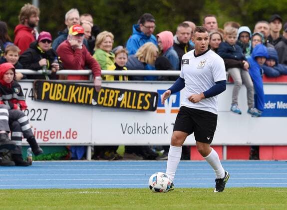 Fussball Promi-Benefizfußballspiel fuer das Tuebinger Ronald McDonald Hauses McDonald s Kinderhilfe Allstars - SV 03 Tuebingen Allstars 06.05.2017 Pietro Lombardi (McDonald s Kinderhilfe Allstars) am Ball