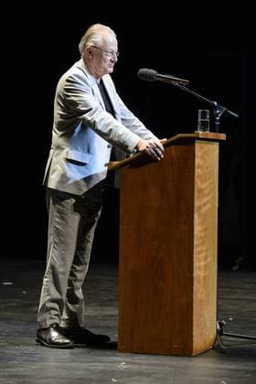 Der Intendant und Regisseur Frank Castorf bei der Preisverleihung der Berliner Theaterpreis an Herbert Fritsch im Haus der Berliner Festspiele am 07.05.2017 Theatertreffen 2017