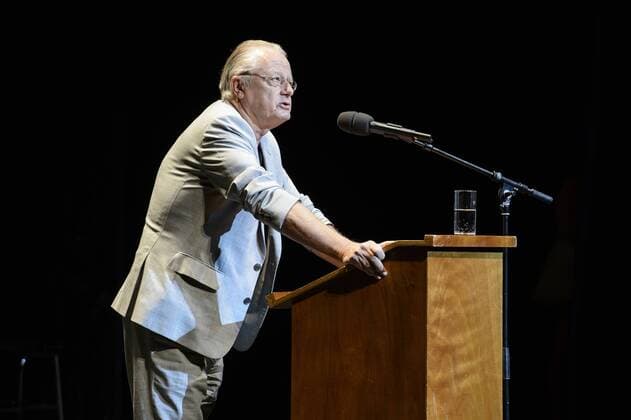 Der Intendant und Regisseur Frank Castorf bei der Preisverleihung der Berliner Theaterpreis an Herbert Fritsch im Haus der Berliner Festspiele am 07.05.2017 Theatertreffen 2017