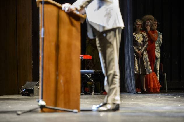 Der Intendant und Regisseur Frank Castorf bei der Preisverleihung der Berliner Theaterpreis an Herbert Fritsch im Haus der Berliner Festspiele am 07.05.2017 Theatertreffen 2017