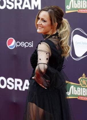 May 7, 2017 - Kiev, Ukraine - Tijana Bogicevic from Serbia poses during the Red Carpet ceremony of the Eurovision song Contest, in Kiev, 7 May, 2017. The Eurovision Song Contest (ESC) 2017 will contest consist of two semi-finals that will be held on 9 and 11 May and a grand final that will take place on 13 May at the International Exhibition Centre in Kiev. Kiev Ukraine  - ZUMAn230 20170507_zaa_n230_301 Copyright: xStrx