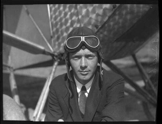 April 26, 2017 - San Diego, California, United States - March 1, 1927 -- Charles A. Lindbergh in front of a Ryan monoplane in San Diego, California. San Diego United States - ZUMAs44_ 20170426_zaf_s44_031 Copyright: xStanleyxAndrewsxJrx
