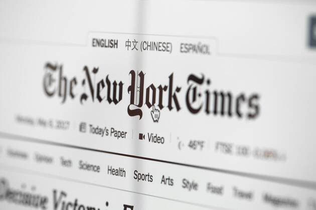 Hong Kong: The New York Times English digital logo A logo of The New York Times shows on the computer on May 8, 2017. The New York Times is an American daily newspaper first published on September 18, 1851. They also expand their business in online and mobile market.  ChanxLongxHei