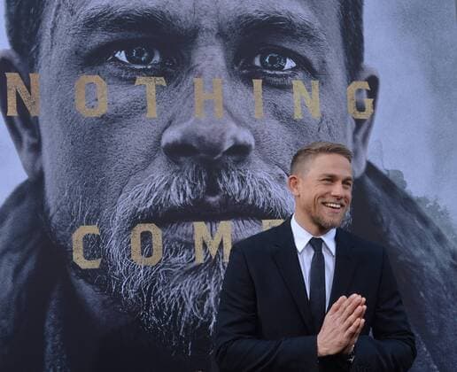 Cast member Charlie Hunnam attends the premiere of the motion picture fantasy King Arthur: Legend of the Sword at TCL Chinese Theatre in the Hollywood section of Los Angeles on May 8, 2017. Storyline: Robbed of his birthright, Arthur comes up the hard way in the back alleys of the city. But once he pulls the sword from the stone, he is forced to acknowledge his true legacy - whether he likes it or not.  LAP20170508903 JIMxRUYMEN