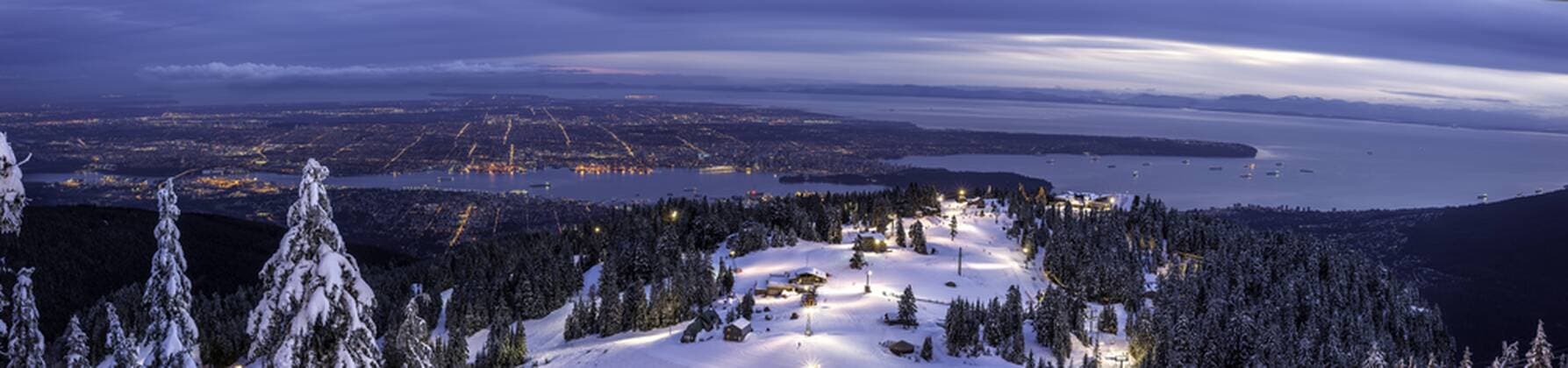 Panorama of Vancouver from mountain peak above ski resort, Vancouver, British Columbia, Canada, North America Copyright: TylerxLillico 1258-10