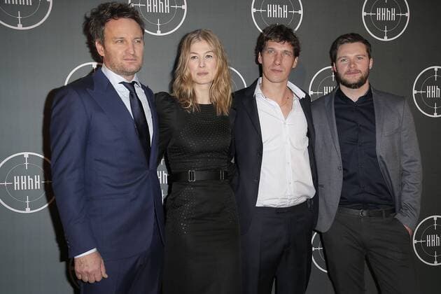Premiere of HHHH held at UGC Cinema Normandie in Paris. Photo: Laurent Guerin E Press Photo Rosamund Pike;Jason Clarke;Jack Reynor;Cedric Jimenez Paris France  515648
