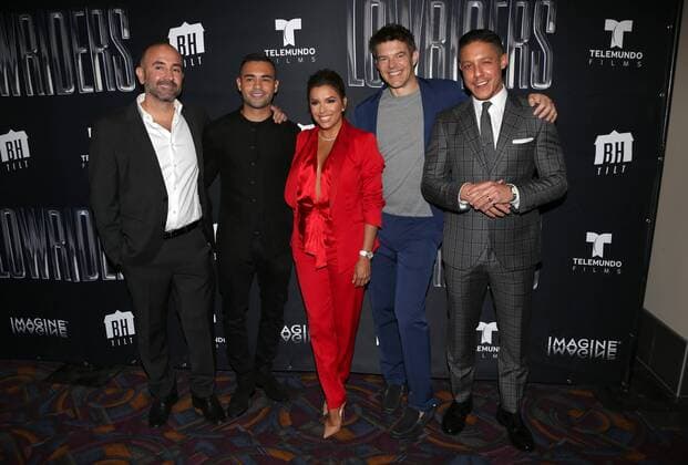 May 9, 2017 - Los Angeles, CA, United States - 09 May 2017 - Los Angeles, California - Ricardo de Montreuil, Gabriel Chavarria, Eva Longoria, Theo Rossi, Guest. Premiere Of BH Tilt s Lowriders Held at Regal LA LIVE Stadium. Photo Credit: Faye Sadou AdMedia Los Angeles United States - ZUMAa123 20170509_zaa_a123_111 Copyright: xFayexSadou Admediax