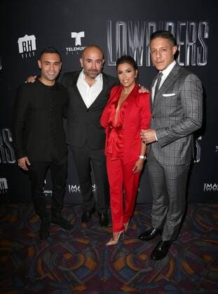 May 9, 2017 - Los Angeles, CA, United States - 09 May 2017 - Los Angeles, California - Gabriel Chavarria, Ricardo de Montreuil, Eva Longoria, Theo Rossi. Premiere Of BH Tilt s Lowriders Held at Regal LA LIVE Stadium. Photo Credit: Faye Sadou AdMedia Los Angeles United States - ZUMAa123 20170509_zaa_a123_114 Copyright: xFayexSadou Admediax