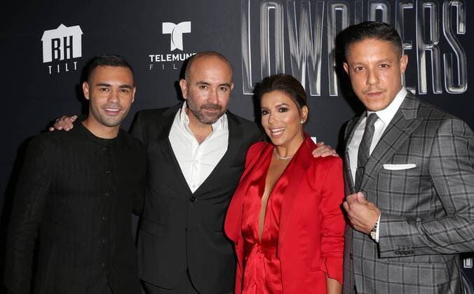 May 9, 2017 - Los Angeles, CA, United States - 09 May 2017 - Los Angeles, California - Gabriel Chavarria, Ricardo de Montreuil, Eva Longoria, Theo Rossi. Premiere Of BH Tilt s Lowriders Held at Regal LA LIVE Stadium. Photo Credit: Faye Sadou AdMedia Los Angeles United States - ZUMAa123 20170509_zaa_a123_120 Copyright: xFayexSadou Admediax