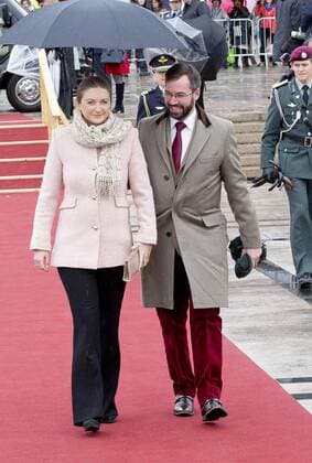 10-05-2017 Norway Royal guests arrive for a lunch at the Royal Yacht, Norge, to celebrate the 80th birthdays of King Harald V and Queen Sonja in Oslo. Grand Duke Guillaume and Grand Duchess Stephanie  Copyright: xppe nieboerx