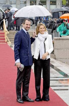 10-05-2017 Norway Royal guests arrive for a lunch at the Royal Yacht, Norge, to celebrate the 80th birthdays of King Harald V and Queen Sonja in Oslo. Prince Nikolaos and Princess Tatiana  Copyright: xppe nieboerx