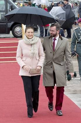 10-05-2017 Norway Royal guests arrive for a lunch at the Royal Yacht, Norge, to celebrate the 80th birthdays of King Harald V and Queen Sonja in Oslo. Grand Duke Guillaume and Grand Duchess Stephanie  Copyright: xppe nieboerx