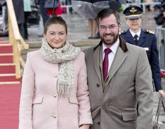 10-05-2017 Norway Royal guests arrive for a lunch at the Royal Yacht, Norge, to celebrate the 80th birthdays of King Harald V and Queen Sonja in Oslo. Grand Duke Guillaume and Grand Duchess Stephanie  Copyright: xppe nieboerx