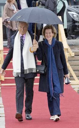 110-05-2017 Norway Royal guests arrive for a lunch at the Royal Yacht, Norge, to celebrate the 80th birthdays of King Harald V and Queen Sonja in Oslo. Bernhard Mach, Countess madeleine bernadotte kogevinas of Sweden  Copyright: xppe nieboerx