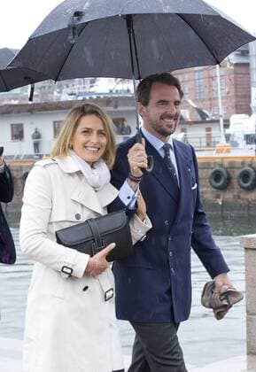 10-05-2017 Norge Royals leaving the Royal Yacht, Norge, to celebrate the 80th birthdays of King Harald V and Queen Sonja in Oslo. Prince Nikolaos and Princess Tatiana (c) PPE Nieboer Oslo Norway  Copyright: xppe nieboerx
