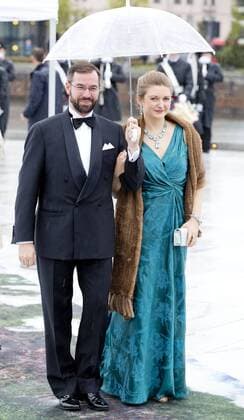 10-05-2017 Norway Guests arrive fort he banquet at the Opera House to celebrate the 80th birthdays of King Harald V and Queen Sonja at Akershus Castle. Grand Duke Guillaume and Grand Duchess Stephanie (c) PPE Nieboer OSLO NORWAY  Copyright: xPPE NIEBOERx