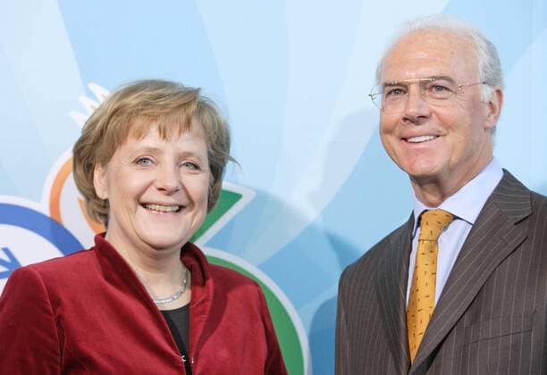Angela MERKEL , Bundeskanzlerin und CDU Vorsitzende , und Franz BECKENBAUER , Praesident des Organisationskomitees FIFA Fussball WM . Angela MERKEL , Federal Chancellor and Chairman of the Christian Democratic Union (CDU) , and Franz BECKENBAUER , President Organising Committee FIFA WM . Berlin , 07.02.2006 , , Berlin Deutschland Copyright: xLiesaxJohannssenx