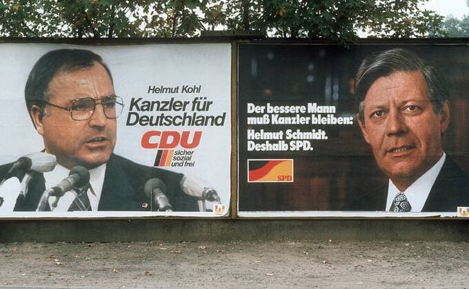 Wahlkampfplakate zur Bundestagswahl1976 , Helmut Kohl , CDU und Helmut SCHMIDT. 1976 Muenchen Deutschland Copyright: xphotothek.netx
