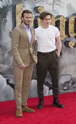 European premiere of King Arthur: Legend of the Sword London, UK.David Beckham and Brooklyn Beckham at the European premiere of King Arthur: Legend of the Sword at Cineworld Empire on May 10, 2017 in London, United Kingdom. LMK386-J285-110517 