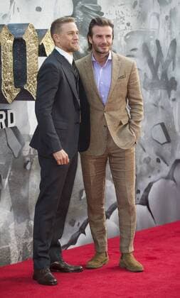 European premiere of King Arthur: Legend of the Sword London, UK. Charlie Hunnam and David Beckham at the European premiere of King Arthur: Legend of the Sword at Cineworld Empire on May 10, 2017 in London, United Kingdom. LMK386-J285-110517 