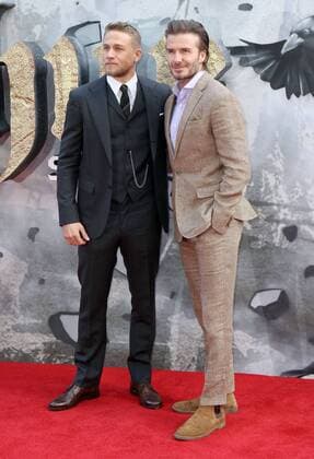 Charlie Hunnam and David Beckham attend the European premiere of King Arthur: Legend Of The Sword at Cineworld Empire in London. MAY 10th 2017  MESx17950