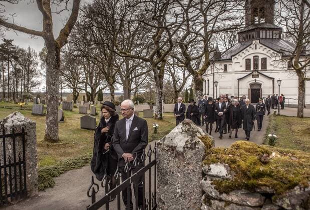 Funeral of Niclas Silfverschiöld 2017-05-11 Carl Gustav de Suede;Silvia de Suede;Princesse Birgitta de Suede Sollebrunn Sweden  516249
