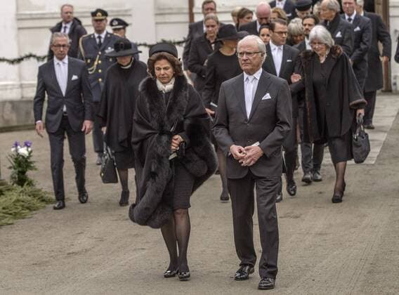 Funeral of Niclas Silfverschiöld 2017-05-11 Carl Gustav de Suede;Silvia de Suede;Victoria de Suede;Daniel Westling Sollebrunn Sweden  516249