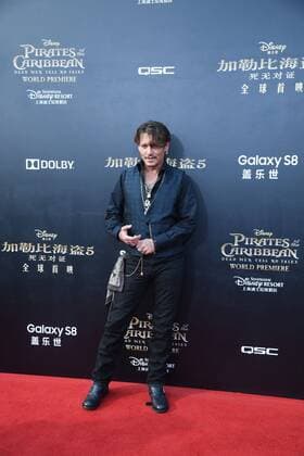 Johnny Depp and Orlando Bloom attend the premiere of Pirates of the Caribbean: Dead Men Tell No Tales at Shanghai Disneyland in Shanghai, China on 11th May, 2017.(Photo by TPG)  2017051200731