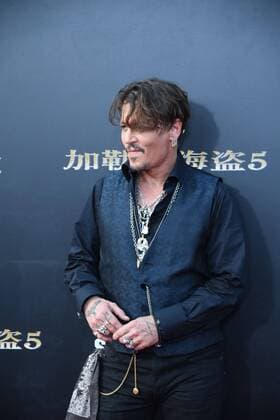 Johnny Depp and Orlando Bloom attend the premiere of Pirates of the Caribbean: Dead Men Tell No Tales at Shanghai Disneyland in Shanghai, China on 11th May, 2017.(Photo by TPG)  2017051200733