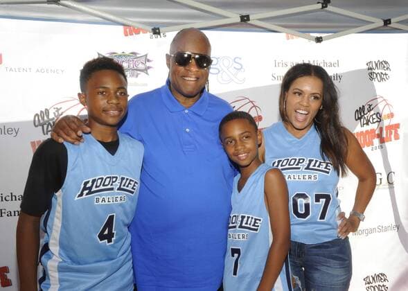 (L-R) Kailand Morris, Stevland Morris aka Stevie Wonder, Mandla Morris and Kai Millard Morris attend the 3rd Annual Kailand Obasi Hoop-Life at the Galen Center on August 30th, 2015 in Los Angeles, California 2015 - USA - 3rd Annual Kailand Obasi Hoop-Life in Los Angeles  Copyright: xJaredxMilgrimx