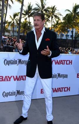 TV Cast member David Hasselhoff attends the US premiere of the motion picture Baywatch in Lummus Park, Miami Beach, Florida, May 13, 2017. The movie is a remake of the TV series that ran from 1989-2001.  MIA20170513128 GARYxIxROTHSTEIN