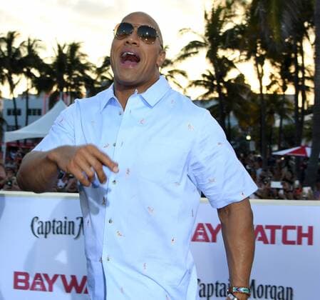 Cast member Dwayne Johnson attends the US premiere of the motion picture Baywatch in Lummus Park, Miami Beach, Florida, May 13, 2017. The movie is a remake of the TV series that ran from 1989-2001.  MIA20170513166 GARYxIxROTHSTEIN