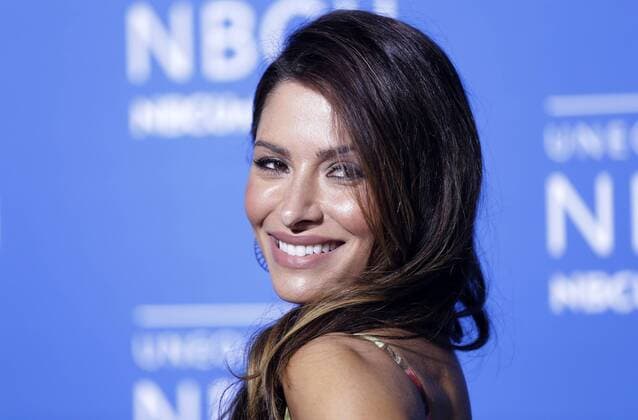 Sarah Shahi arrives on the red carpet at the 2017 NBCUniversal Upfront at Radio City Music Hall on May 15, 2017 in New York City.  NYP20170515191 JOHNxANGELILLO